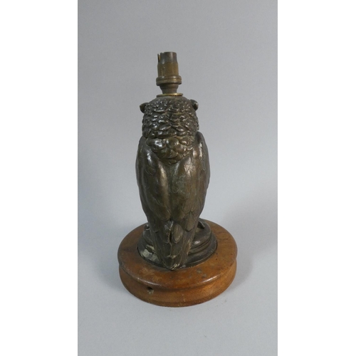 8 - An Early 20th Century Austrian Cold Painted Spelter Table Lamp Modelled as an Owl with Glass Eyes. 2... 