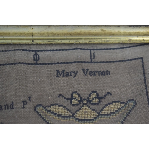 24 - A 19th Century Framed Sampler, A Map Of England And Wales by Mary Vernon