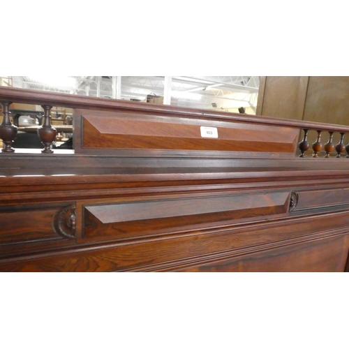 403 - A French Walnut Double Bed Frame with Reeded Pilasters and Vase Spindles, 157cm Wide (Max)