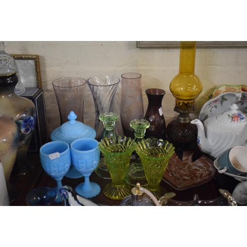 415 - A Tray of Coloured Glassware