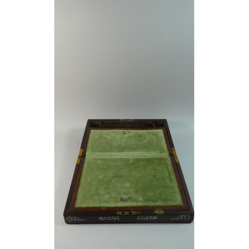 10 - A Late Victorian Mother of Pearl Inlaid Rosewood Writing Slope with Fitted Interior, 35cm Wide