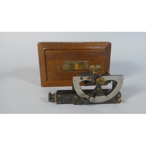 13 - A Brass Pocket Military Inclinometer Stamped Wilson, London, IV No.2449 1918 in Unrelated Wooden Box... 