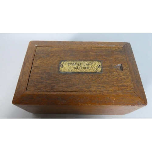 13 - A Brass Pocket Military Inclinometer Stamped Wilson, London, IV No.2449 1918 in Unrelated Wooden Box... 