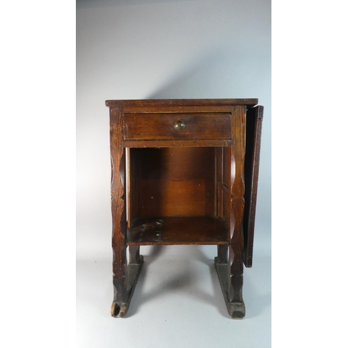 28 - A Pitch Pine Single Drawer and Single Drop Leaf Side Table, 50cm Wide