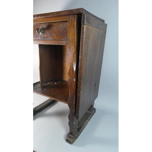 28 - A Pitch Pine Single Drawer and Single Drop Leaf Side Table, 50cm Wide