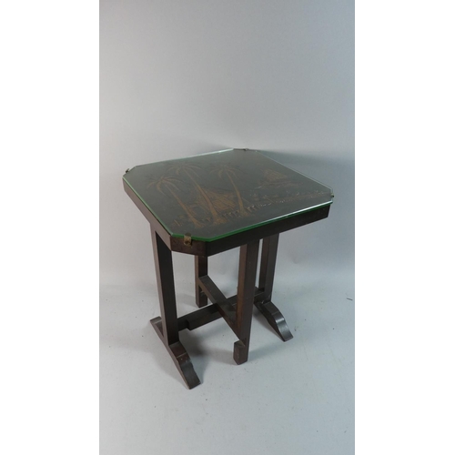33 - A Small Oriental Folding Table on Twist Support, 30.5cm Square