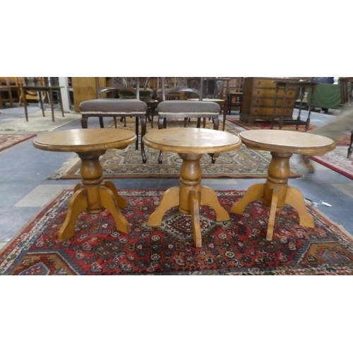 458 - Three Small Circular Pine Occasional Tables, 37.5cm Diameter