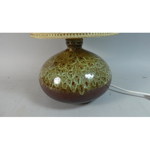 51 - A 1970's German Ceramic Table Lamp with Extended Tapering Shade, Total Height 76cm High