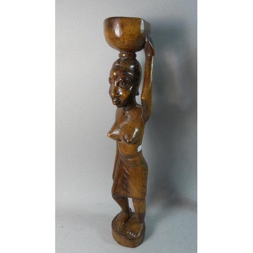 58 - A Pair of Carved Wooden African Tribal Figures, Husband and Wife, 54cm High
