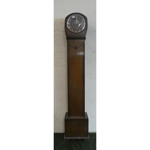 67 - An Edwardian Smiths Oak Cased Grandmother Clock with Westminster Chime Movement, 131cm High