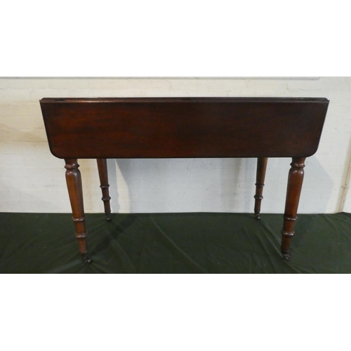 75 - A Late Victorian Mahogany Drop Leaf Pembroke Table with Tuned Supports Culminating in Casters, 107cm... 