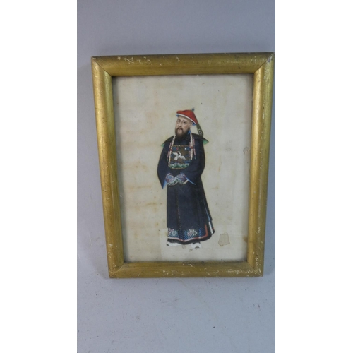 89 - A Finely Painted Oriental Miniature Full Length Portrait on Silk, Late 19th/Early 20th Century, 18cm... 