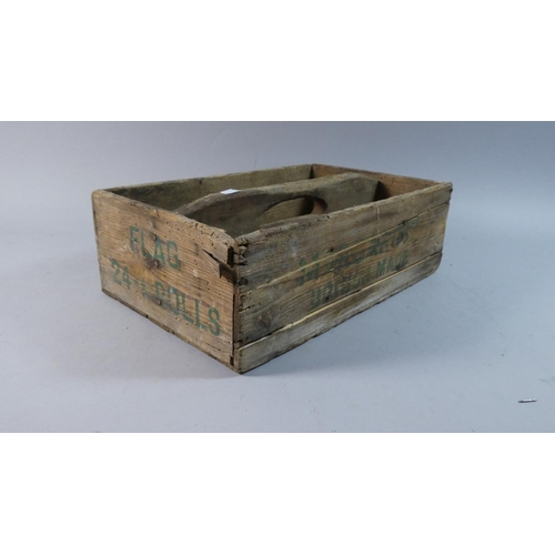 94 - A Vintage Pine Two Division 'Flag Margarine' Two Division Carrying Box, 36cm Wide