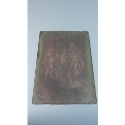 64 - A Rectangular Copper Printing Plate for Cinderella Shoes, Worcester, 28cm x 20cm