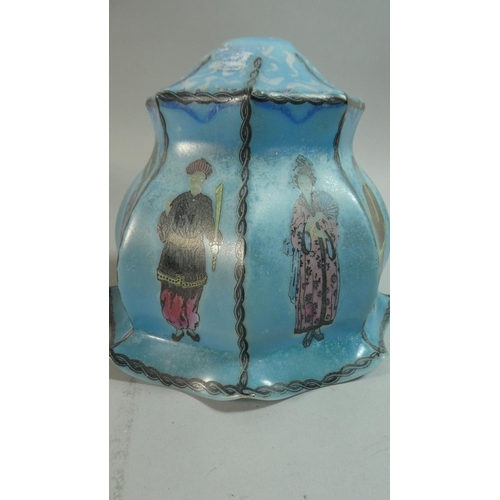 118 - Two Vintage Opaque Glass Light Shades, 33cm Diameter and Octagonal Chinoiserie Example 15cm high