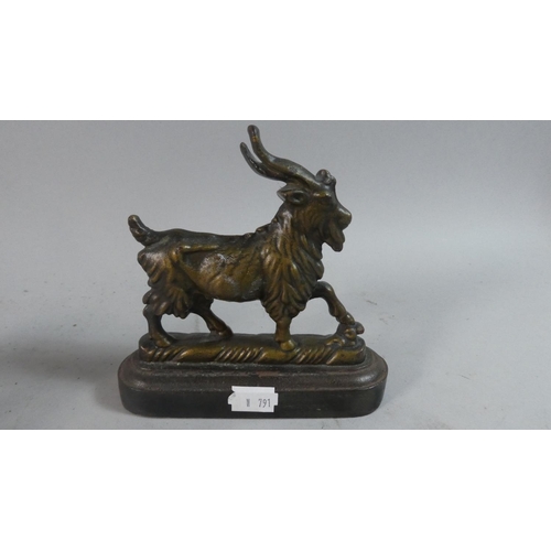 17 - A Pair of Victorian Bronze Novelty Doorstops in the Form of Goats, One with Horn AF, Each 15cm Long