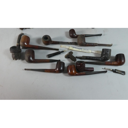 82 - A Collection of Various Vintage Pipes to Include Carved Mask Head, Cigar Boxes, Three Cased Cigars a... 