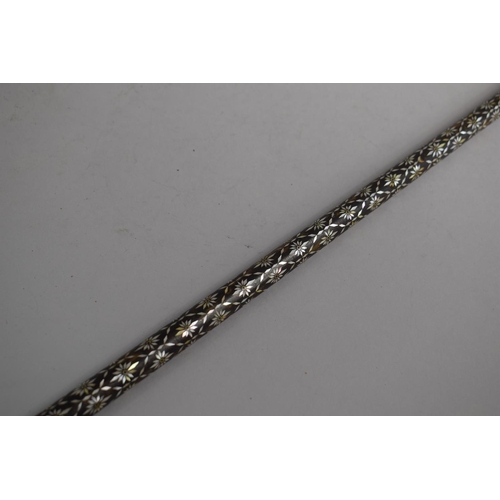 49 - A 19th Century Ebonised Long Walking Cane with Inlaid Mother of Pearl Floral Decoration and Ivory Ha... 