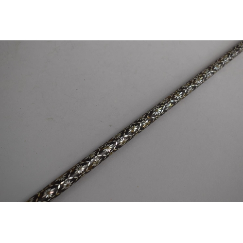 49 - A 19th Century Ebonised Long Walking Cane with Inlaid Mother of Pearl Floral Decoration and Ivory Ha... 