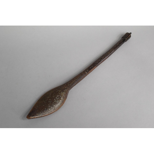 41 - A 19th Century Wire Inlaid North Indian or Persian Wooden Spoon, 43cm Long