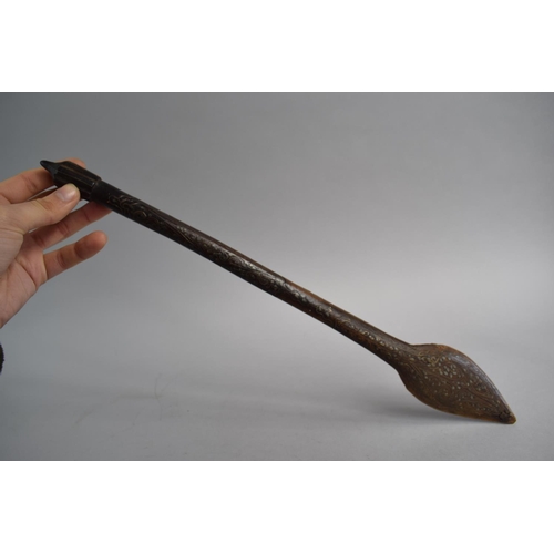 41 - A 19th Century Wire Inlaid North Indian or Persian Wooden Spoon, 43cm Long