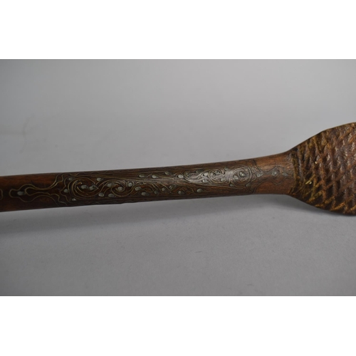 41 - A 19th Century Wire Inlaid North Indian or Persian Wooden Spoon, 43cm Long