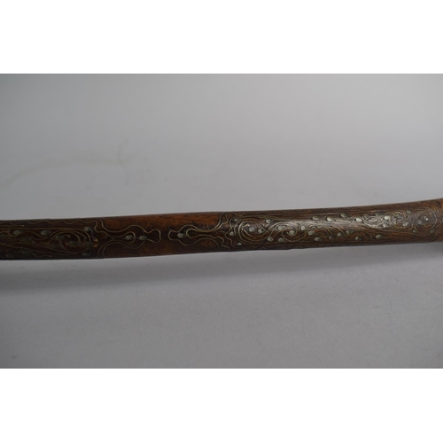 41 - A 19th Century Wire Inlaid North Indian or Persian Wooden Spoon, 43cm Long