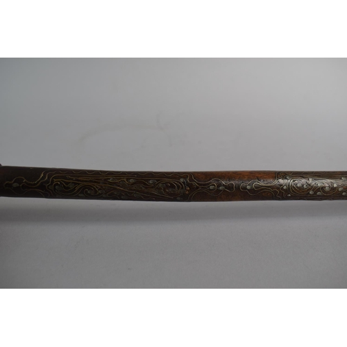 41 - A 19th Century Wire Inlaid North Indian or Persian Wooden Spoon, 43cm Long