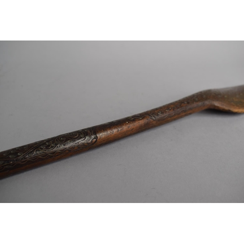 41 - A 19th Century Wire Inlaid North Indian or Persian Wooden Spoon, 43cm Long