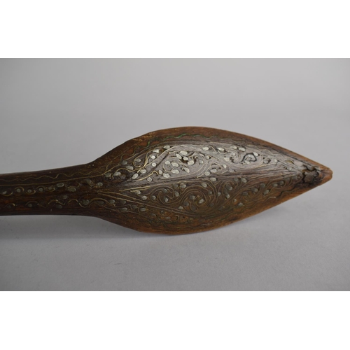 41 - A 19th Century Wire Inlaid North Indian or Persian Wooden Spoon, 43cm Long