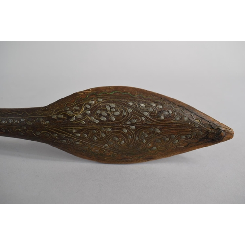 41 - A 19th Century Wire Inlaid North Indian or Persian Wooden Spoon, 43cm Long