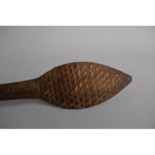 41 - A 19th Century Wire Inlaid North Indian or Persian Wooden Spoon, 43cm Long