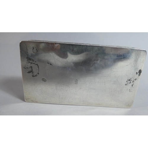 176 - A Chinese Silver White Metal Rectangular Box, the Hinged Lid with Repousse Decoration Depicting Pond... 