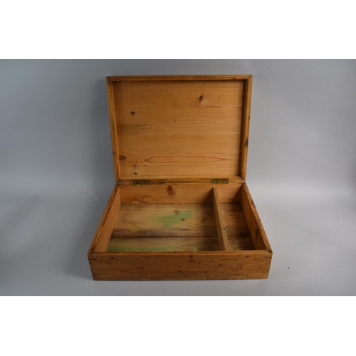 4 - A 19th Century Pine Wooden Tool Box with Hinged Lid to Partitioned Interior, 42cm x 32cm x 12cm High