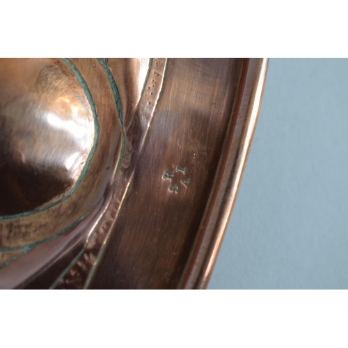 92 - A Keswick School of Industrial Art Circular Copper Framed Mirror with Rounded and Foliate Decoration... 