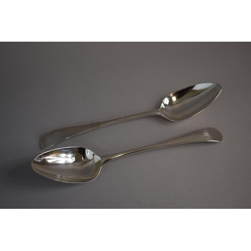 142 - A Pair of Georgian Silver Spoons, London 1795, 129gms, Monogrammed 'W'