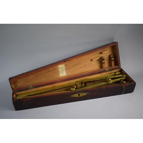 24 - An Early 19th Century Pine Cased Brass Pantograph Inscribed Banks, 441 Strand, London Inner Paper La... 