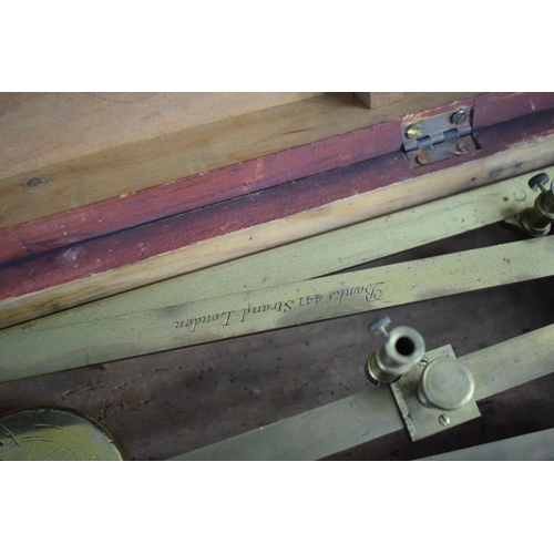 24 - An Early 19th Century Pine Cased Brass Pantograph Inscribed Banks, 441 Strand, London Inner Paper La... 