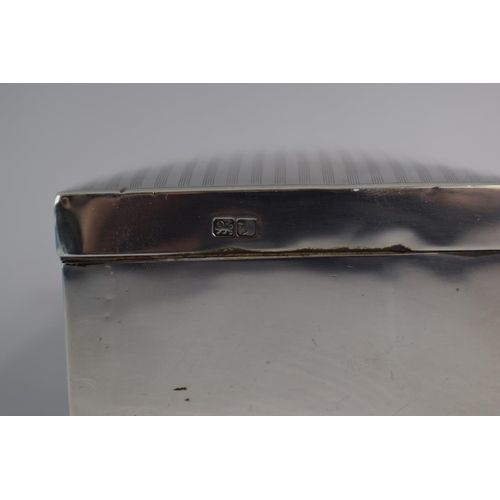 149 - A Silver Cigarette Box with Engine Turned Decoration, 16.5cm Wide, Chester 1946