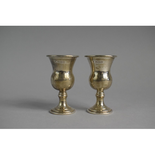 147 - A Pair of Miniature Silver Goblets, 5.75cm High Together with a Pair of Silver Napkin Rings