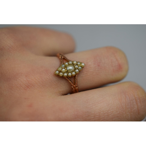 240 - An Edwardian 9ct Gold Ring with Seed Pearls, 2.4gms