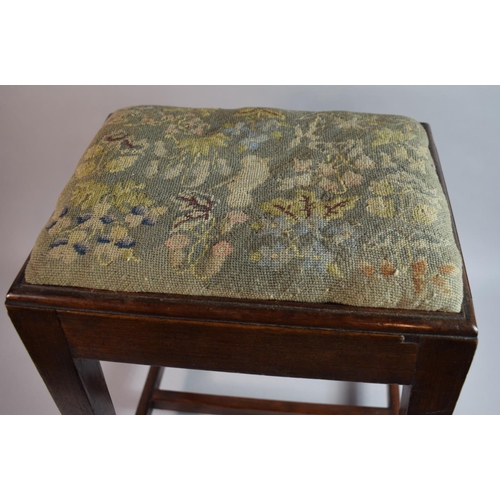 30 - A Late 18th Century George III Walnut Joint Stool with a Tapestry Seat over Square Tapering Legs uni... 