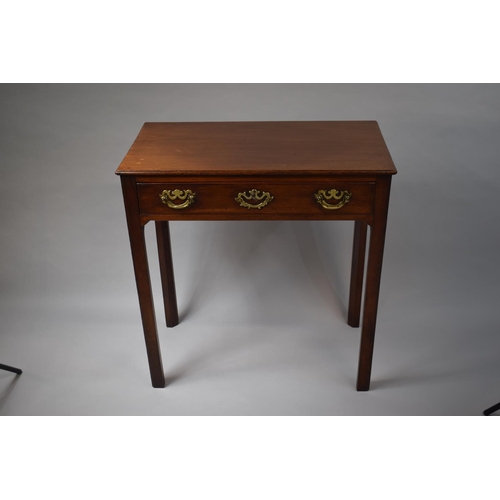 9 - A 18th Century George III Mahogany Side Table with a One Piece Solid Top over a Single Drawer with O... 