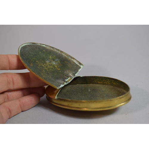 106 - Two 19th Century Welsh Miners Brass Snuff Boxes both with Hinged Lids and One with Punched Decoratio... 