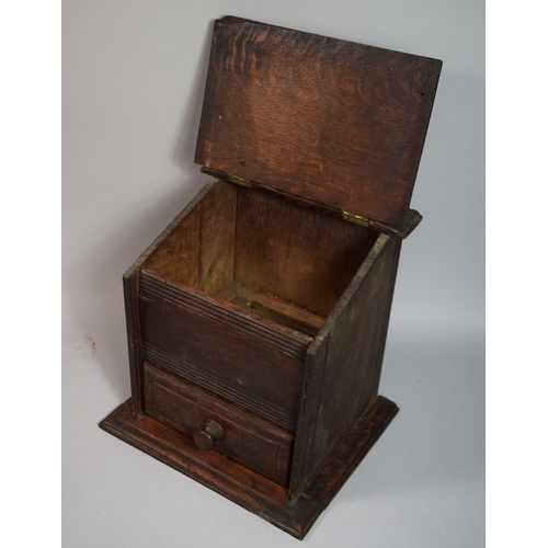 1 - A 19th Century Oak Salt Box with Base Drawer, Hinged Sloped Lid and Hanging/Carrying Bracket, 37cm H... 