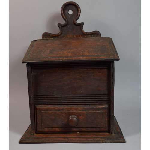 1 - A 19th Century Oak Salt Box with Base Drawer, Hinged Sloped Lid and Hanging/Carrying Bracket, 37cm H... 