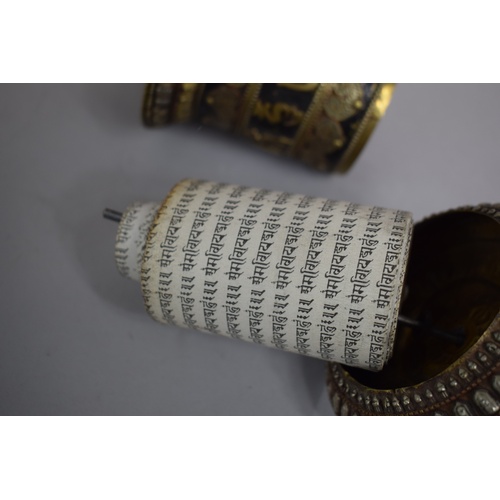 83 - A Tibetan Prayer Wheel with Turned Ebonised Handle, 37cm Long