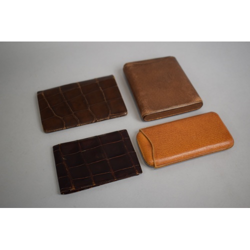 82 - A Collection of Two Vintage Crocodile Skin Wallets and Two Leather Cigar Cases