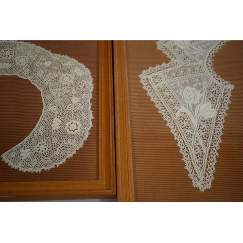 228 - Two Framed 19th Century Lace Pelmets, 160cm and 120cm Long