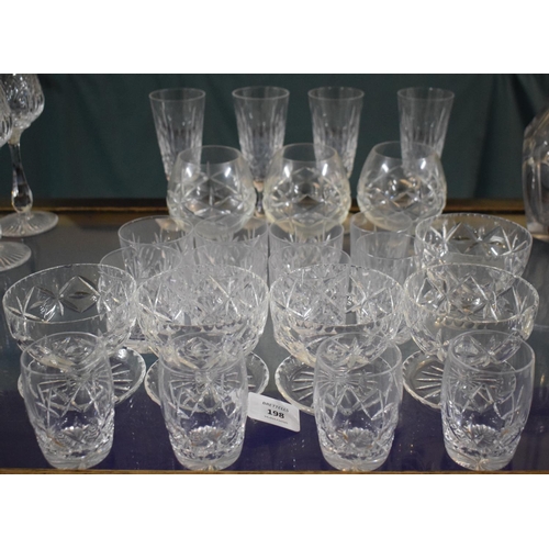 198 - A Collection of Cut Glass to Include Four Stuart Flat Tumblers, Six Old Fashioned Tumblers, Two Othe... 